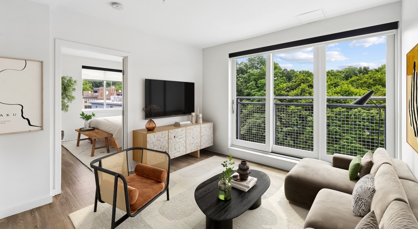 Open space living area with natural lighting
