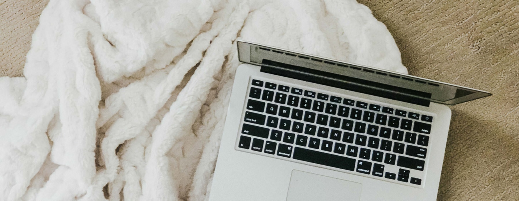 laptop on a towel